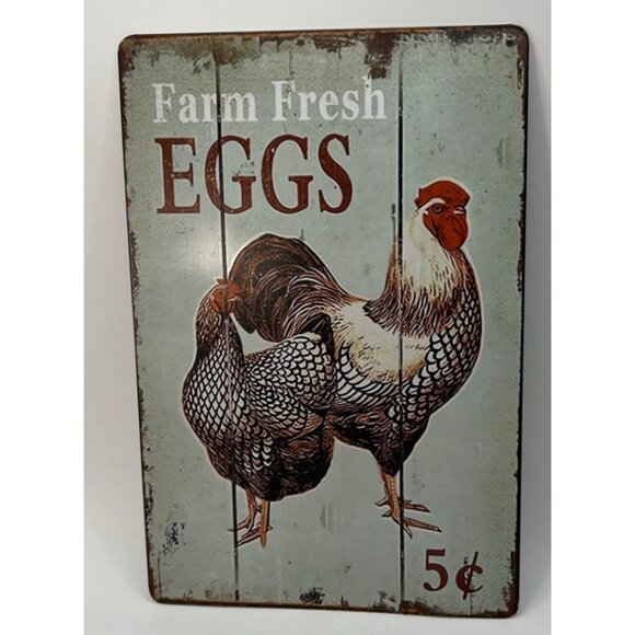 Rooster Metal Wall Sign Roosters, Eggs, colorful - Picture 3 of 4